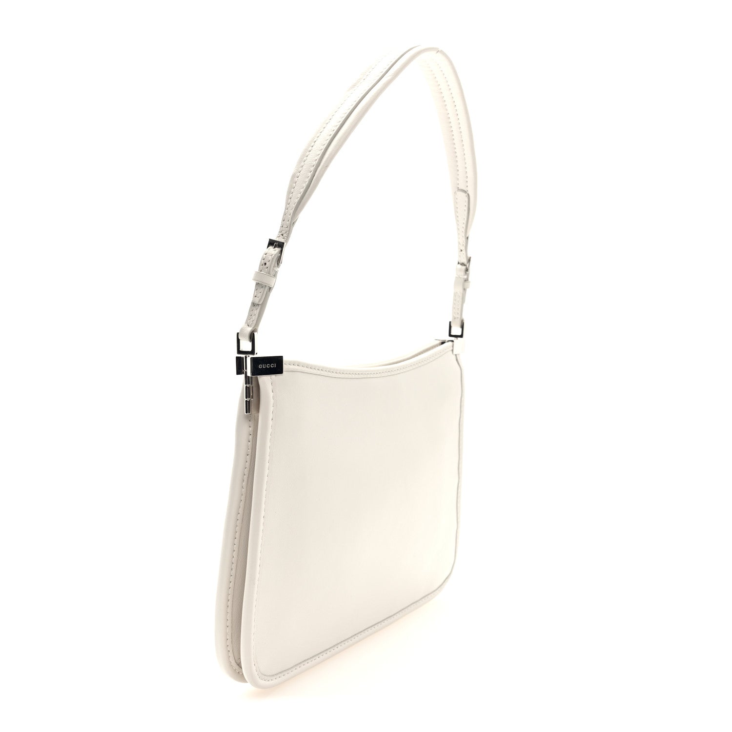 Gucci Calfskin Horsebit Slim Shoulder Bag White
