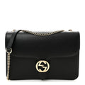 Gucci Dollar Calfskin Interlocking G Shoulder Bag Black