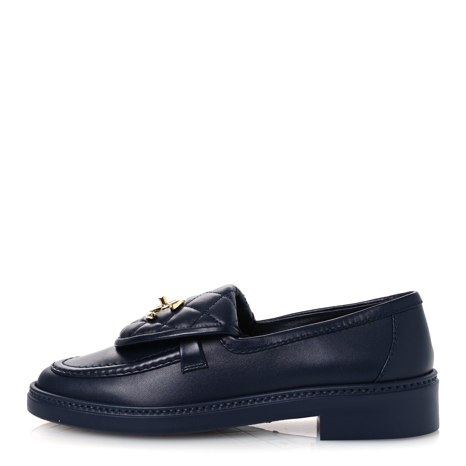 Lambskin Quilted CC Turnlock Loafers 36 Navy