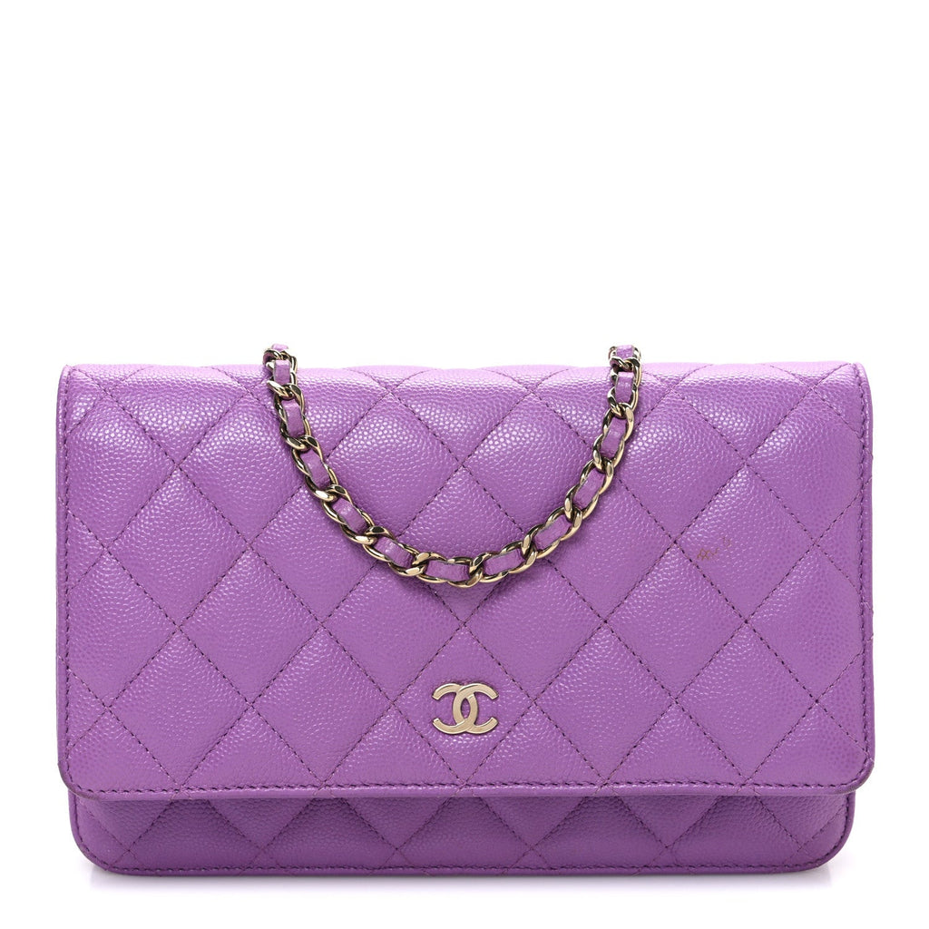 Chanel Caviar Quilted Wallet On Chain WOC Purple