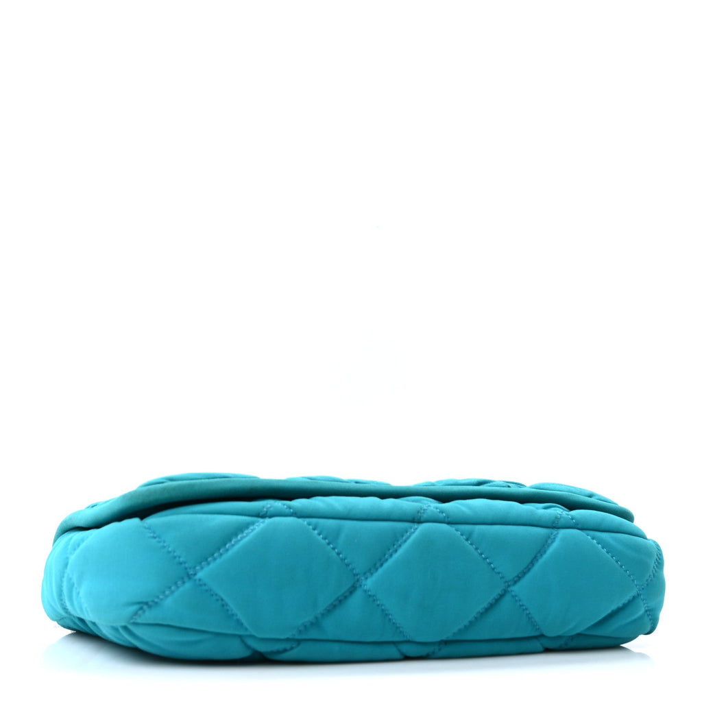 Chanel Nylon Bubble Quilt Medium Flap Turquoise