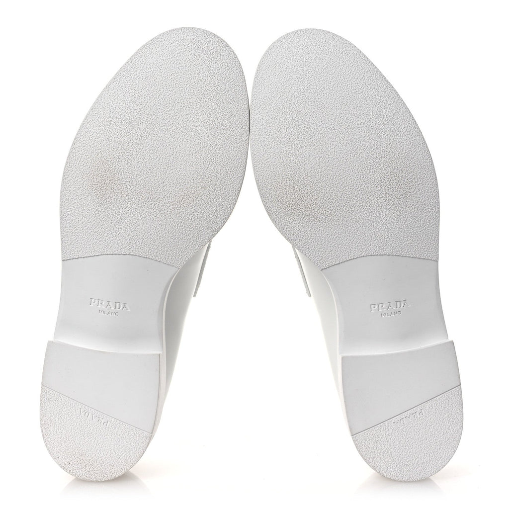Prada Spazzolato Triangle 50mm Loafers 41 White