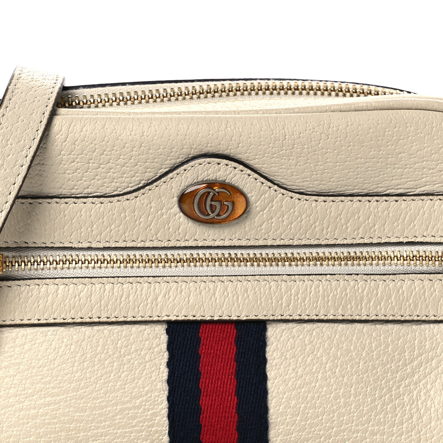 Gucci Textured Dollar Calfskin Web Mini Ophidia Shoulder Bag Mystic White