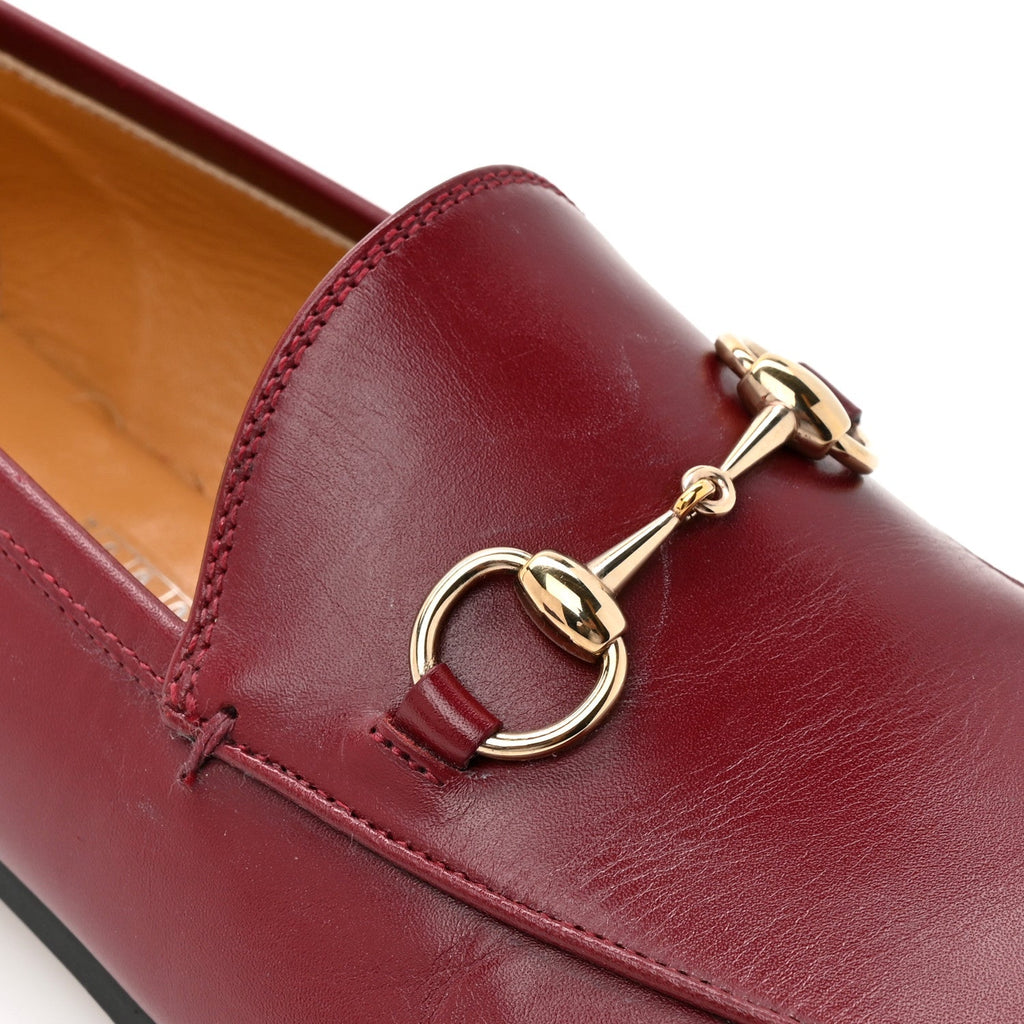 Gucci Betis Glamour Calfskin Womens Jordaan Loafers 37 Rosso Ancora