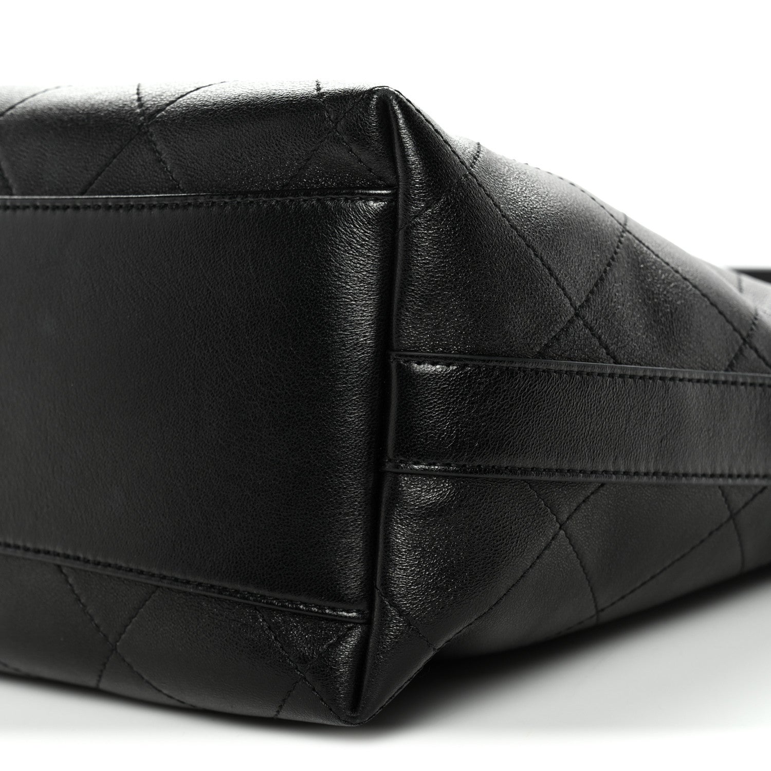 Chanel Shiny Calfskin Quilted Hobo Black