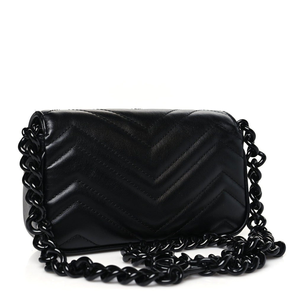 Gucci Calfskin Matelasse Monochrome GG Marmont Chain Belt Bag Black