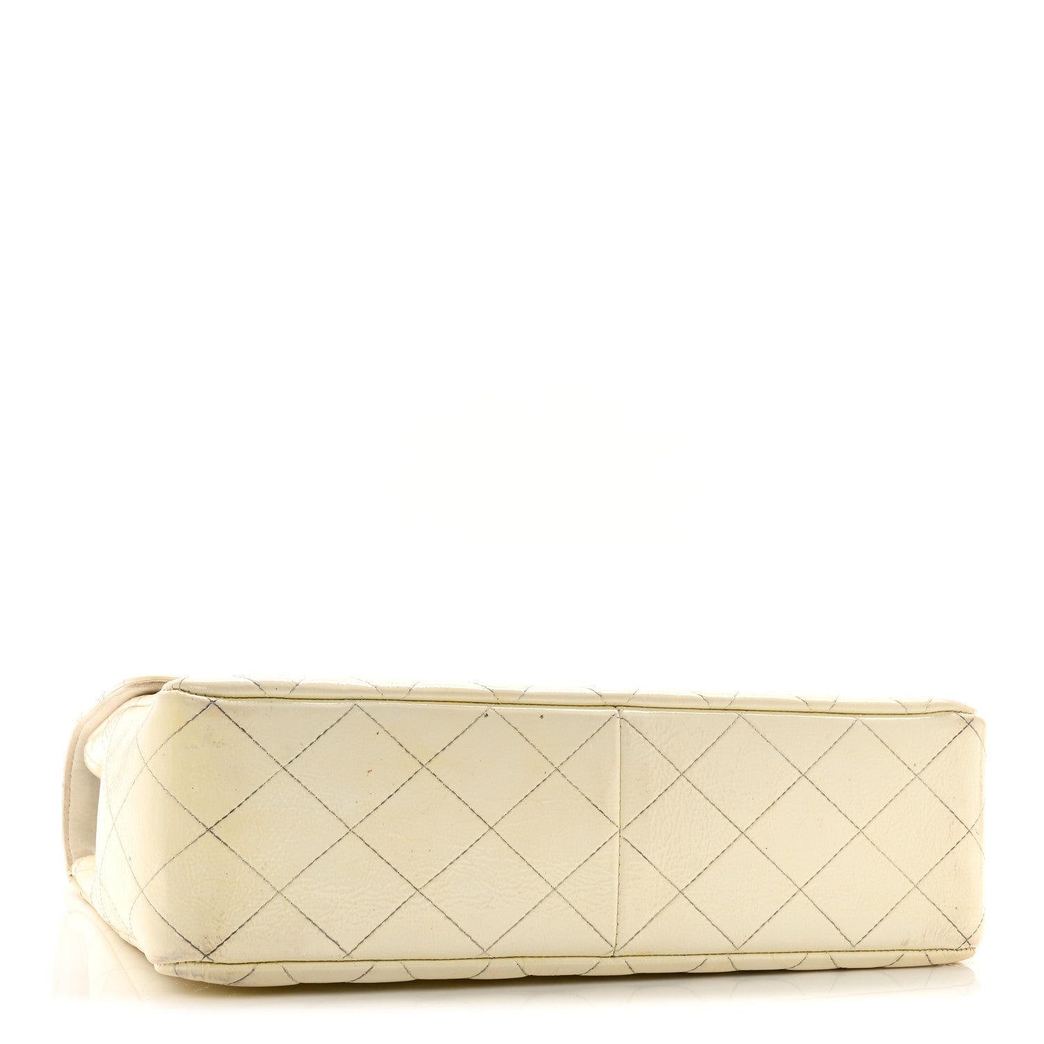 Chanel Distressed Patent Jumbo Single Flap White