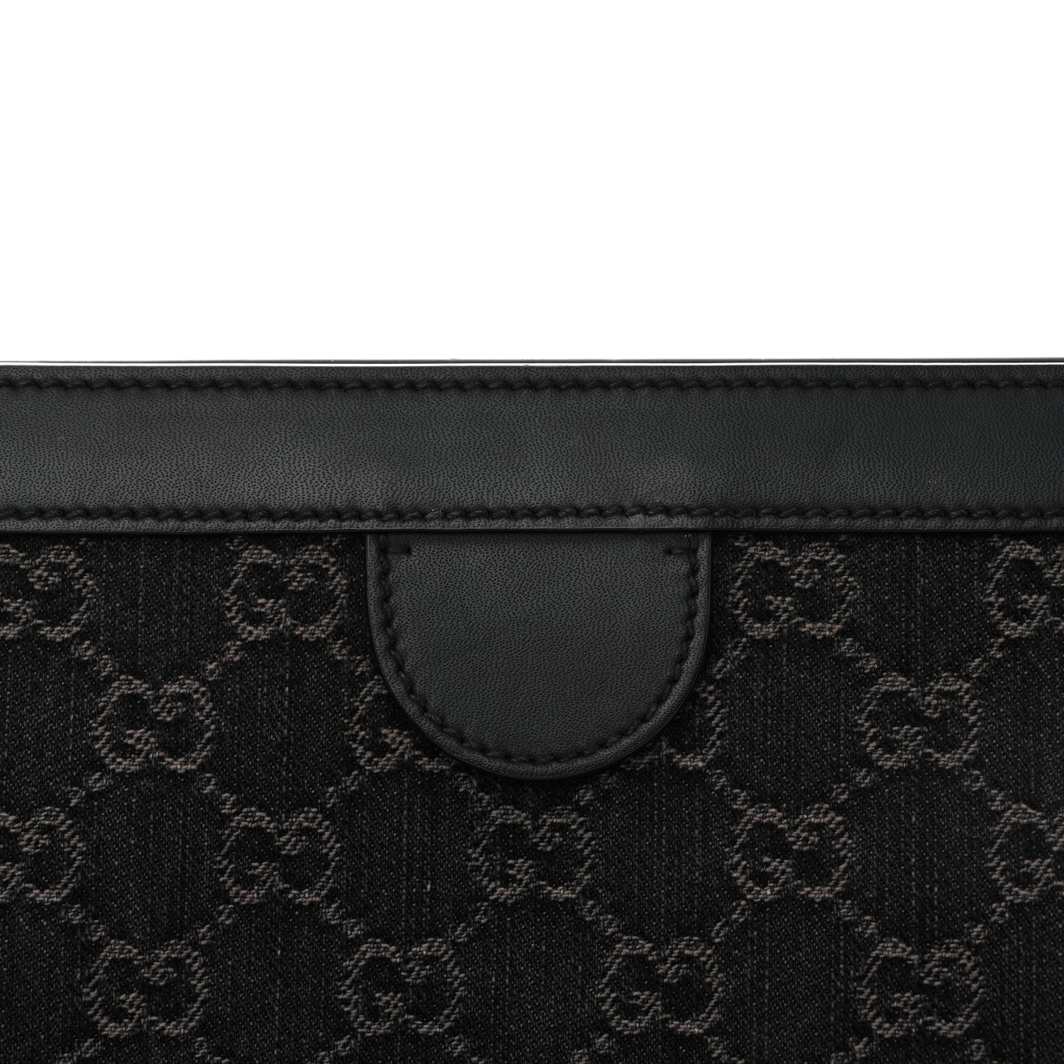 Gucci Jacquard Black Denim GG Monogram Chain Shoulder Bag Black Ivory