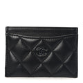 Pearly Lambskin Quilted Card Holder So Black