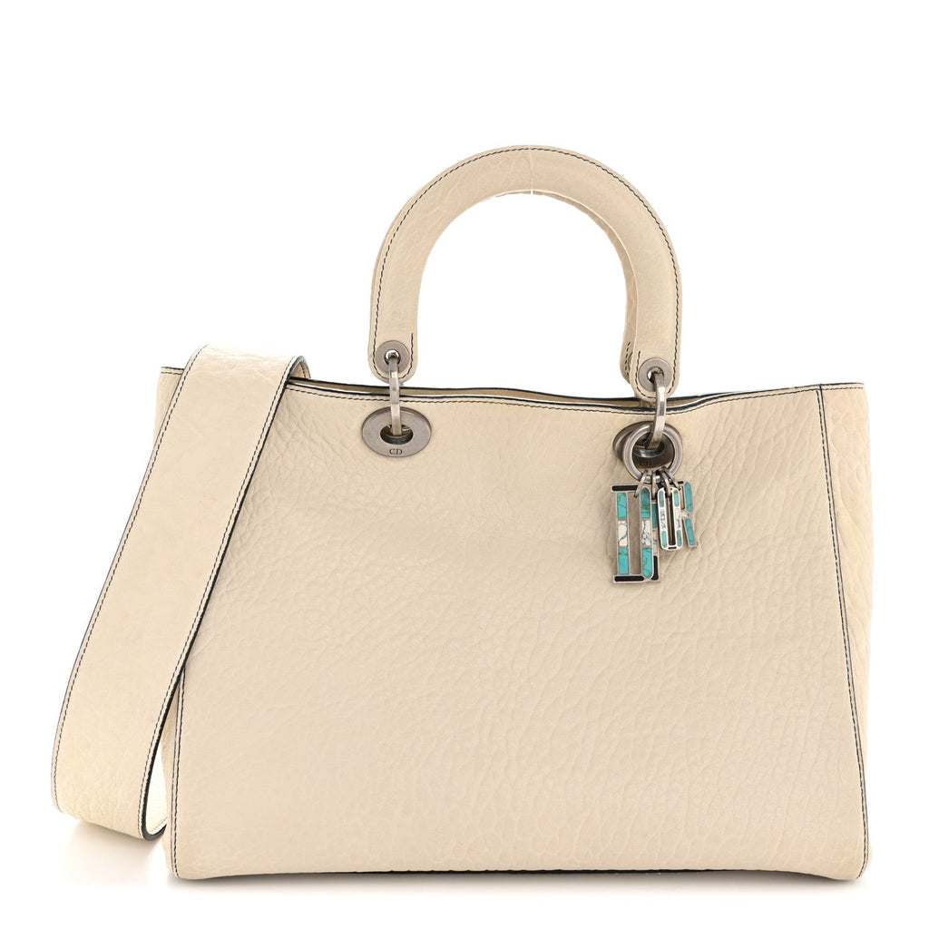 Christian Dior Canyon Grained Lambskin Large Lady Dior Off White