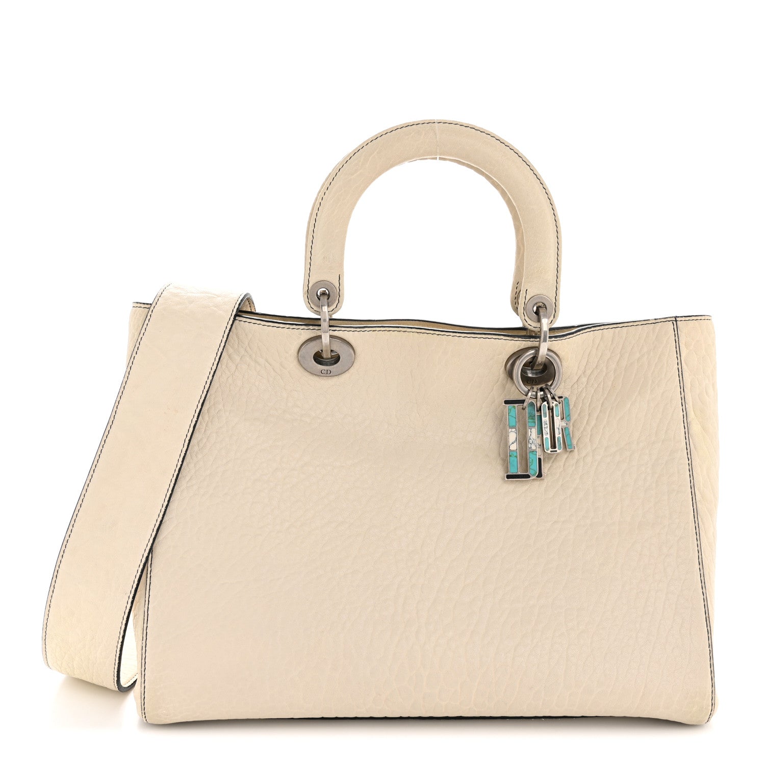 Christian Dior Canyon Grained Lambskin Large Lady Dior Off White