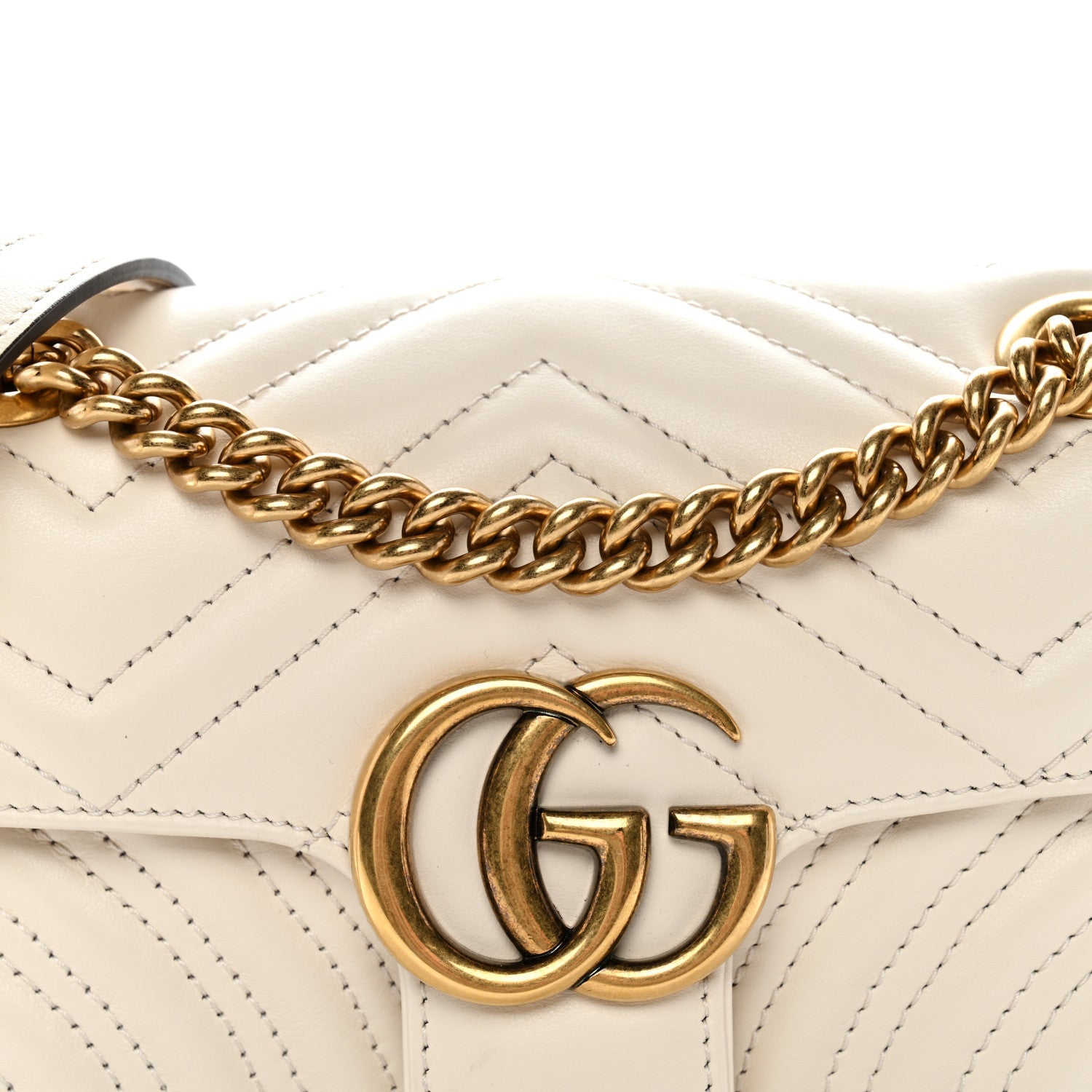 Gucci Calfskin Matelasse Mini GG Marmont Shoulder Bag White