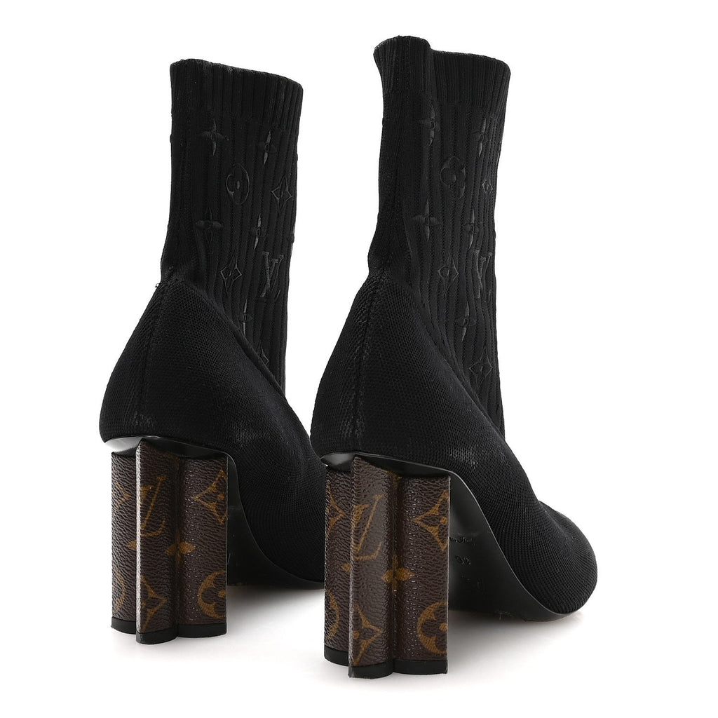Louis Vuitton Monogram Stretch Fabric Silhouette Ankle Boots 39 Black