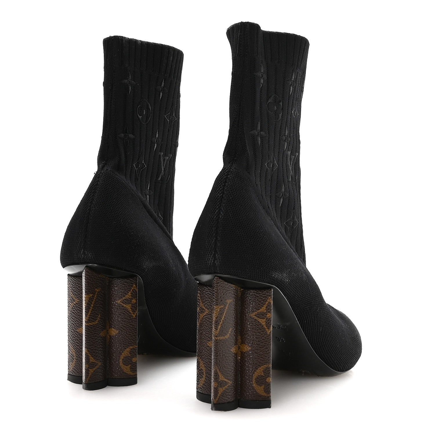 Louis Vuitton Monogram Stretch Fabric Silhouette Ankle Boots 39 Black