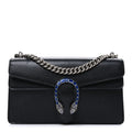 Gucci Dollar Calfskin Enamel Small Dionysus Shoulder Bag Black Electric Blue