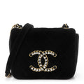 Chanel Velvet Quilted Crystal CC Mini Flap Black