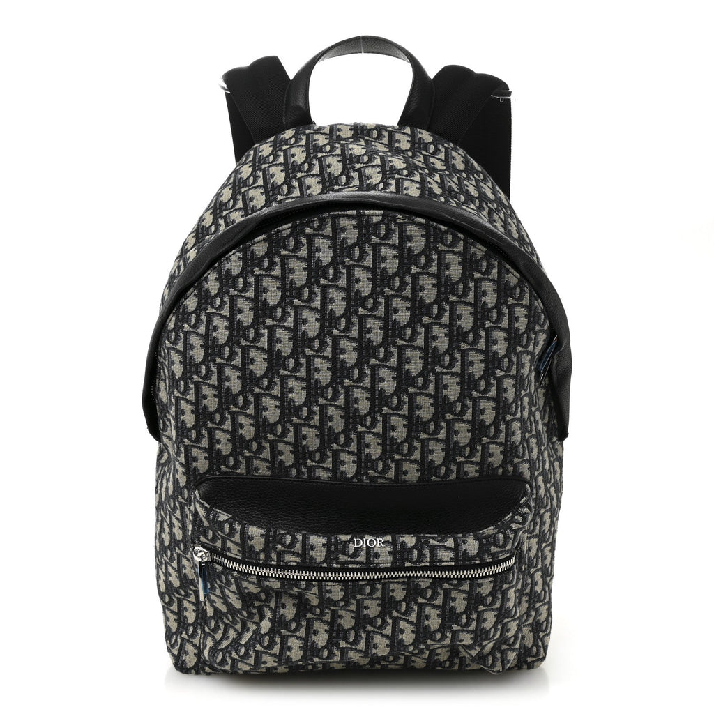 Christian Dior Oblique Calfskin Rider Backpack Beige Black