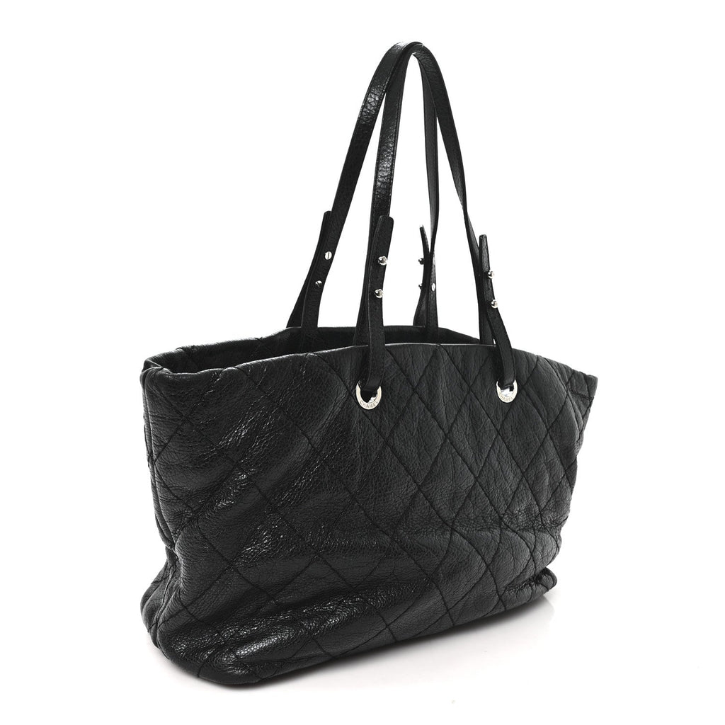 Chanel Glazed Calfskin Large On The Road Tote Black