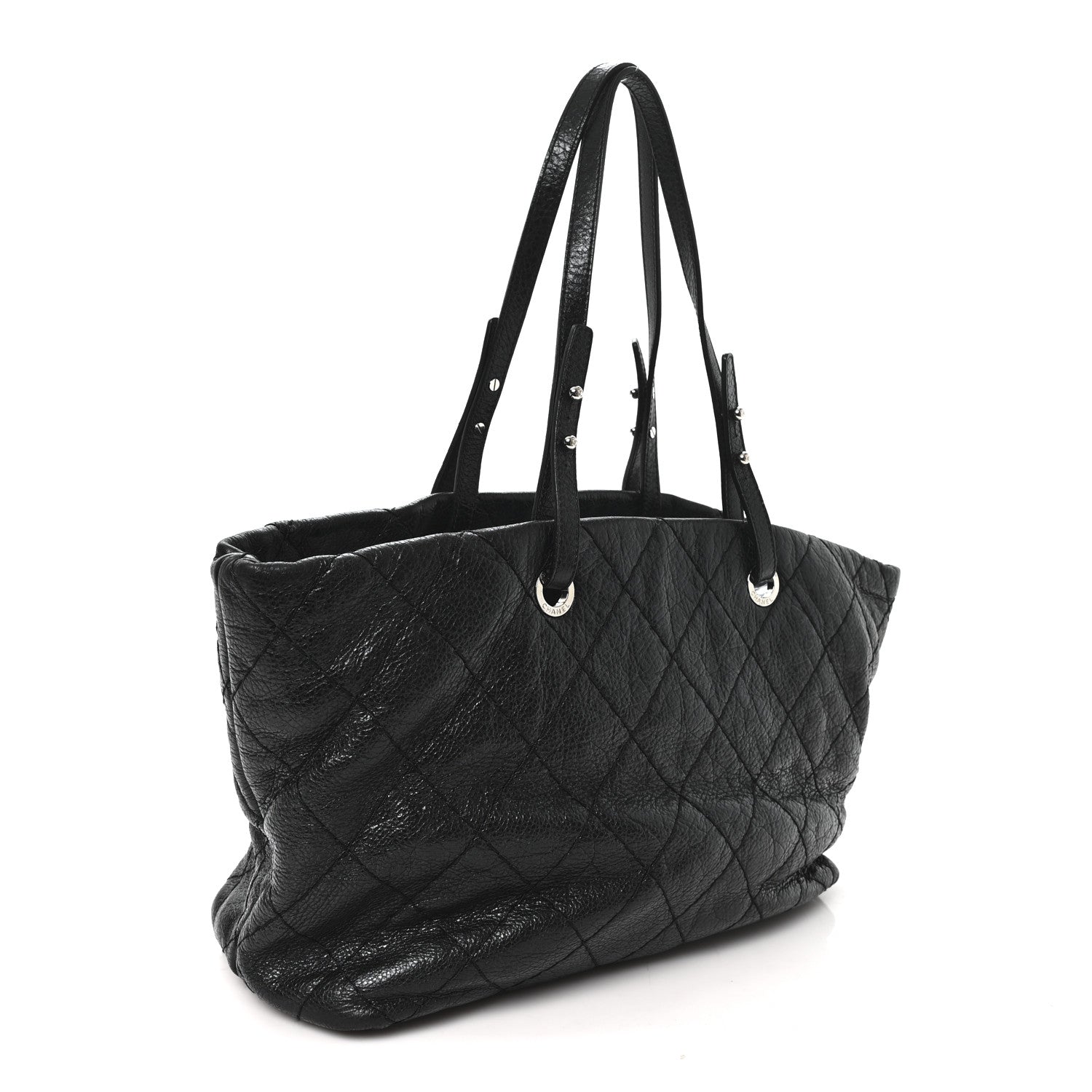 Chanel Glazed Calfskin Large On The Road Tote Black
