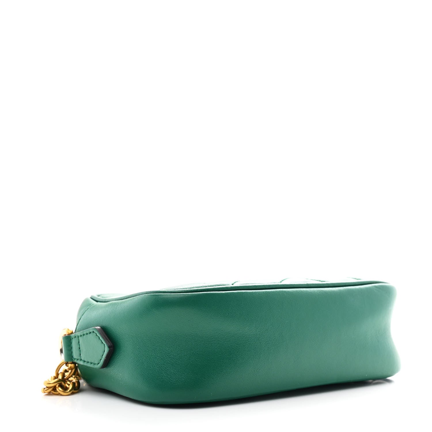 Gucci Calfskin Matelasse Small GG Marmont Chain Shoulder Bag Emerald Green