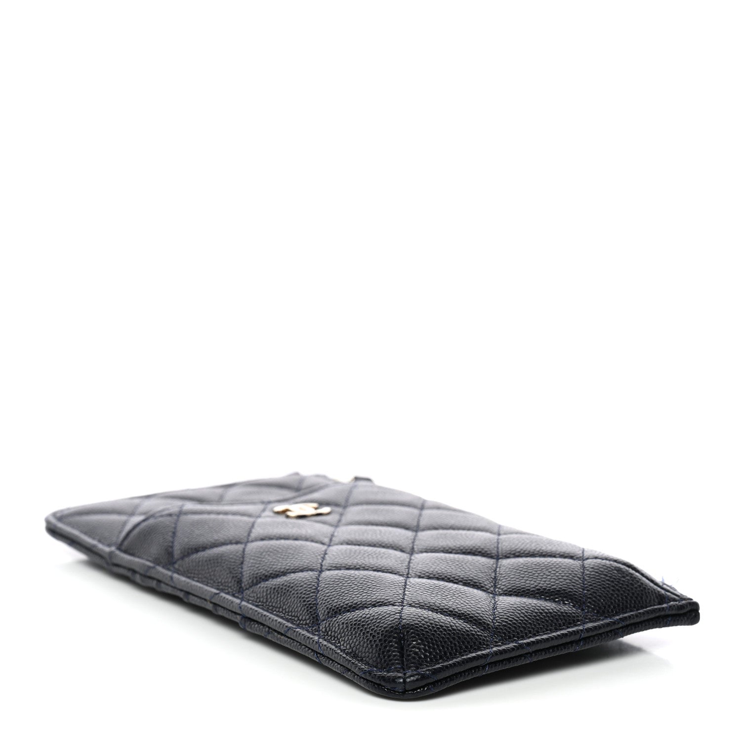 Caviar Quilted Classic Flat Wallet Pouch Navy