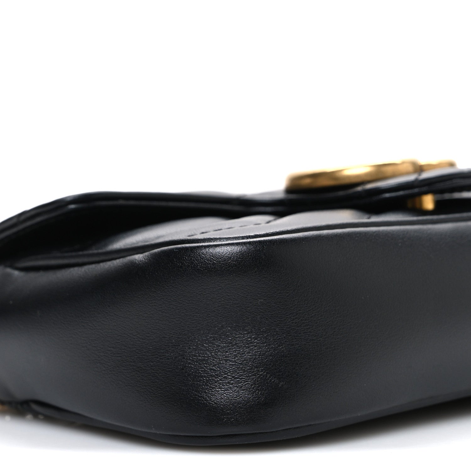 Gucci Calfskin Matelasse Super Mini GG Marmont Shoulder Bag Black