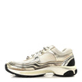Fabric Laminated Calfskin Stretch CC Sneakers 39.5 White Gold Silver