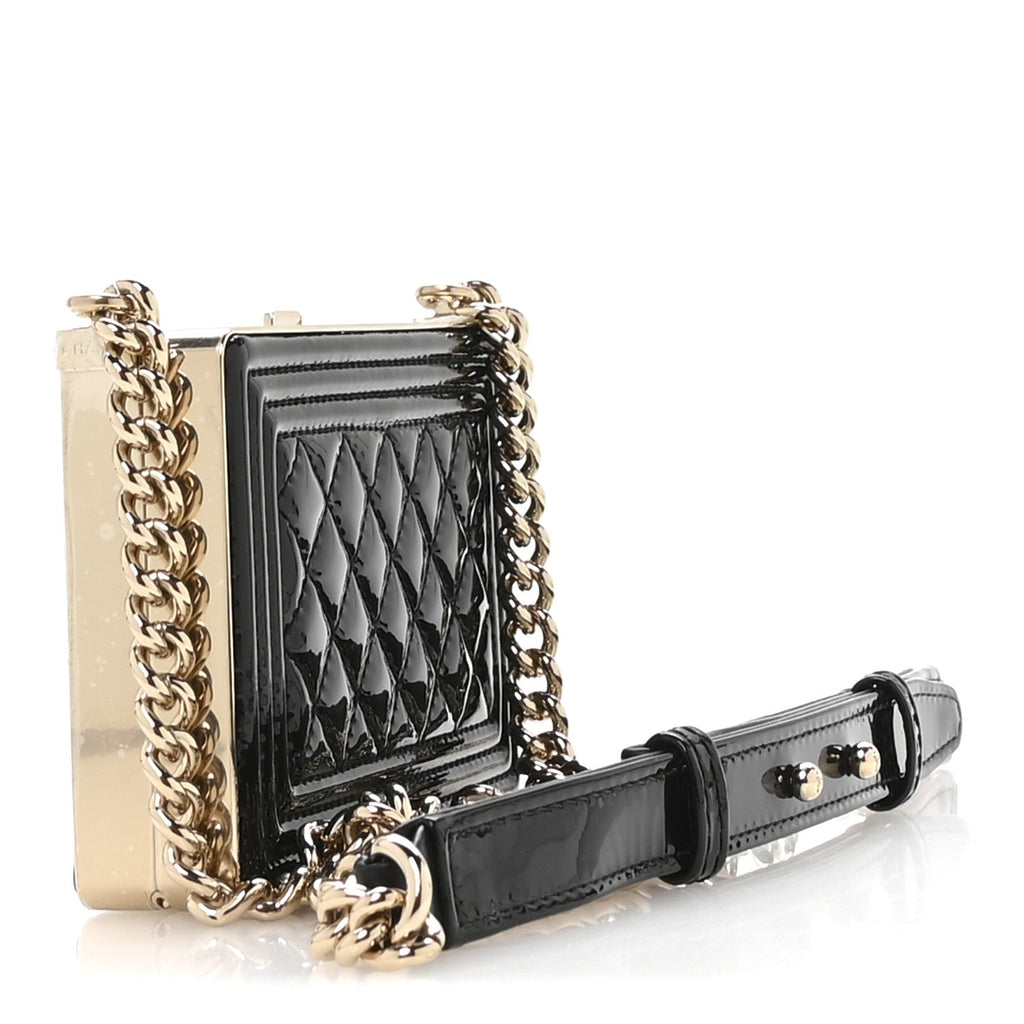 Chanel Patent Calfskin Boy Minaudiere Black