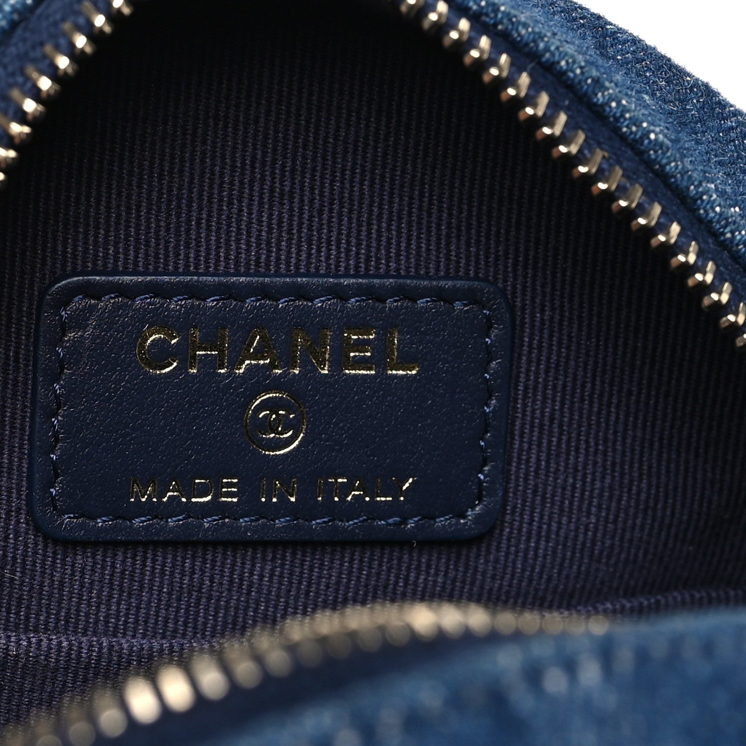 Chanel Denim Quilted Chanel 19 Round Clutch With Chain Blue