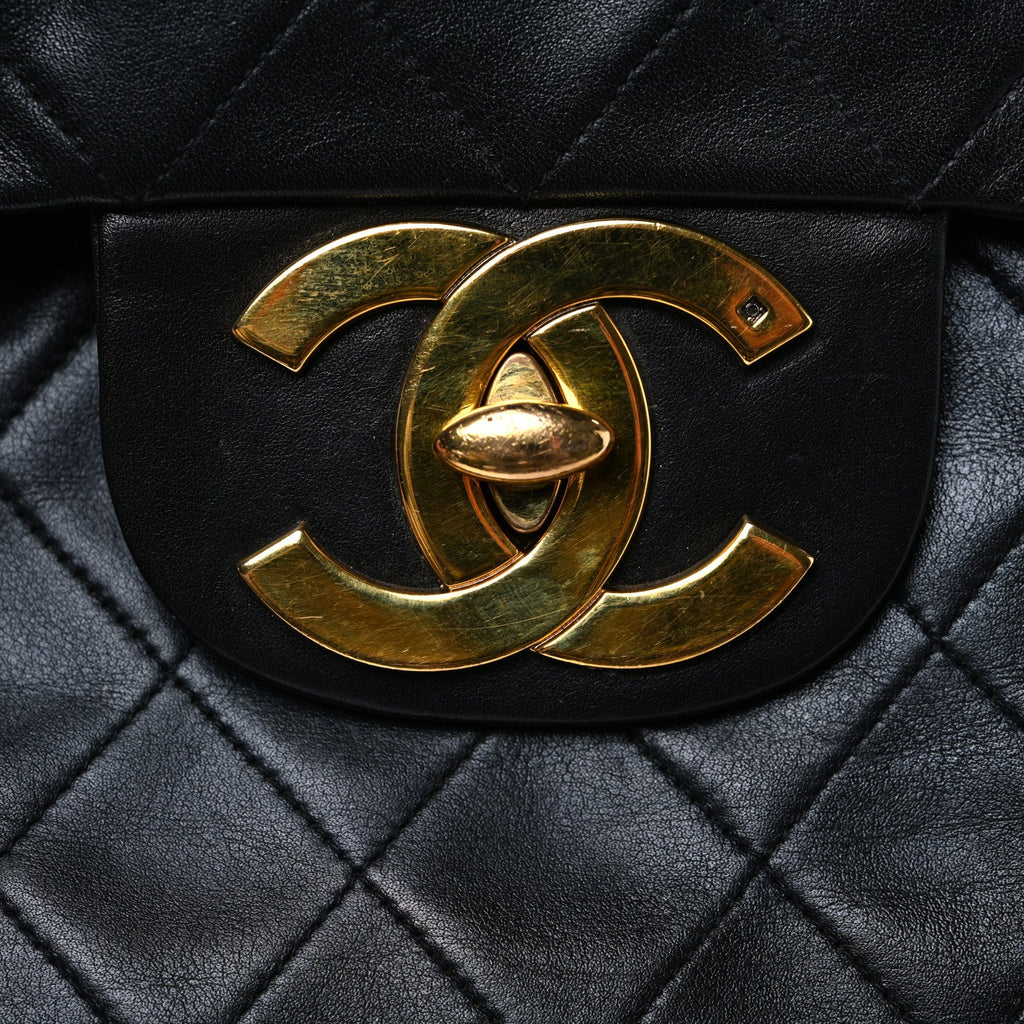 Chanel Lambskin Quilted XL Jumbo Single Flap Black