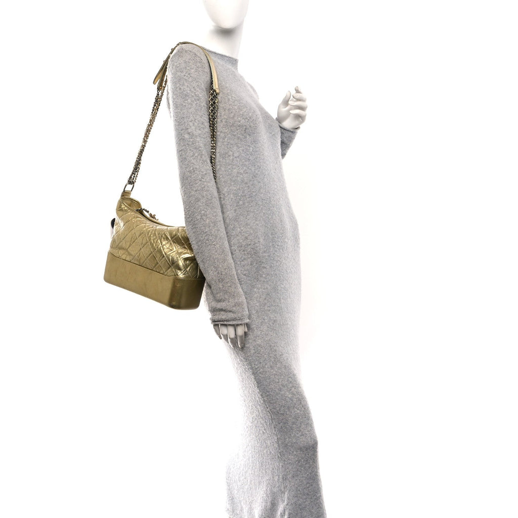 Chanel Metallic Aged Calfskin Quilted Medium Gabrielle Gold