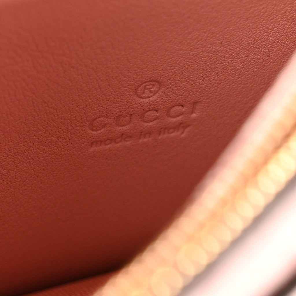 Gucci GG Supreme Monogram Textured Calfskin Emblem Wallet On Chain Pink