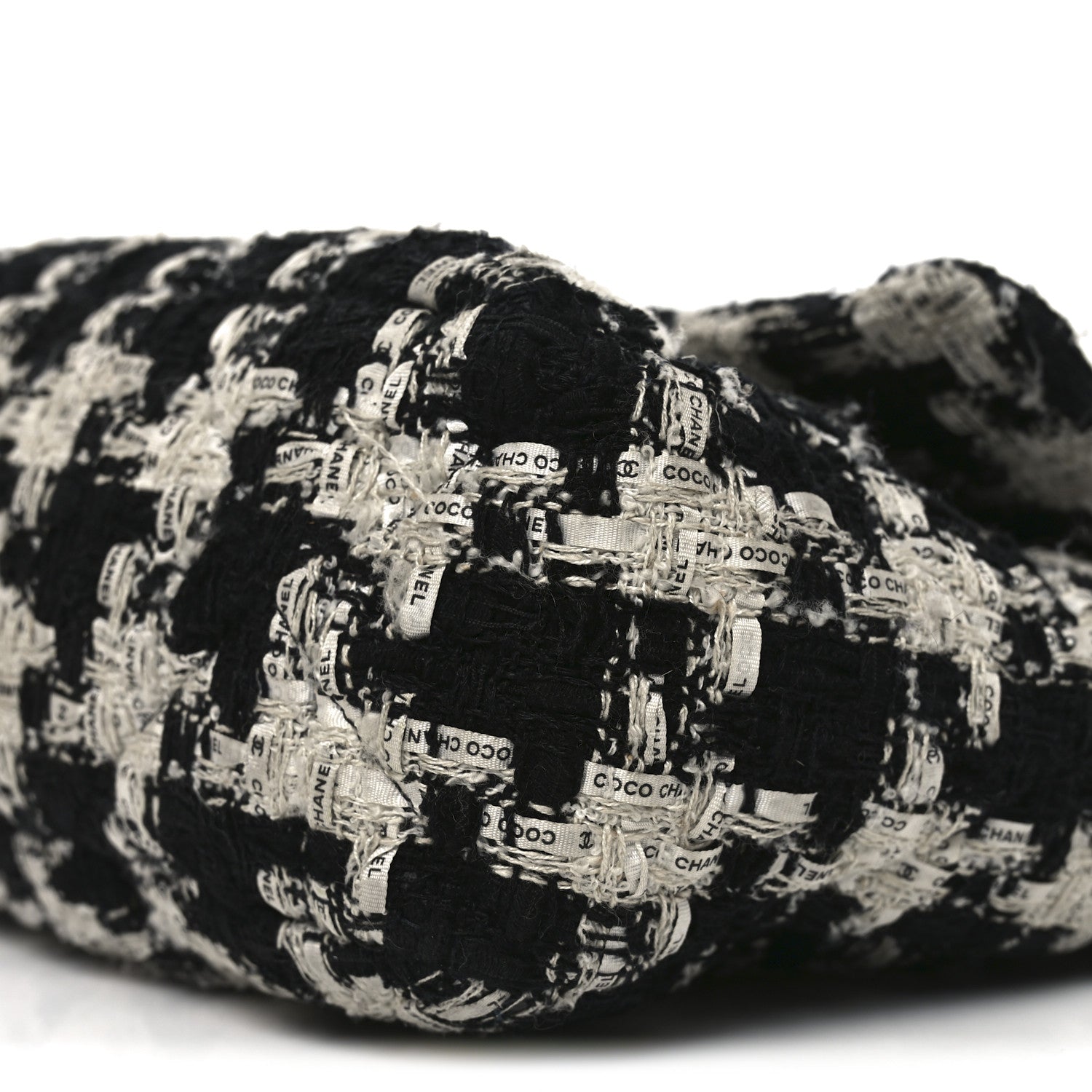 Chanel Tweed Quilted Large Chanel 19 Flap Black Ecru White