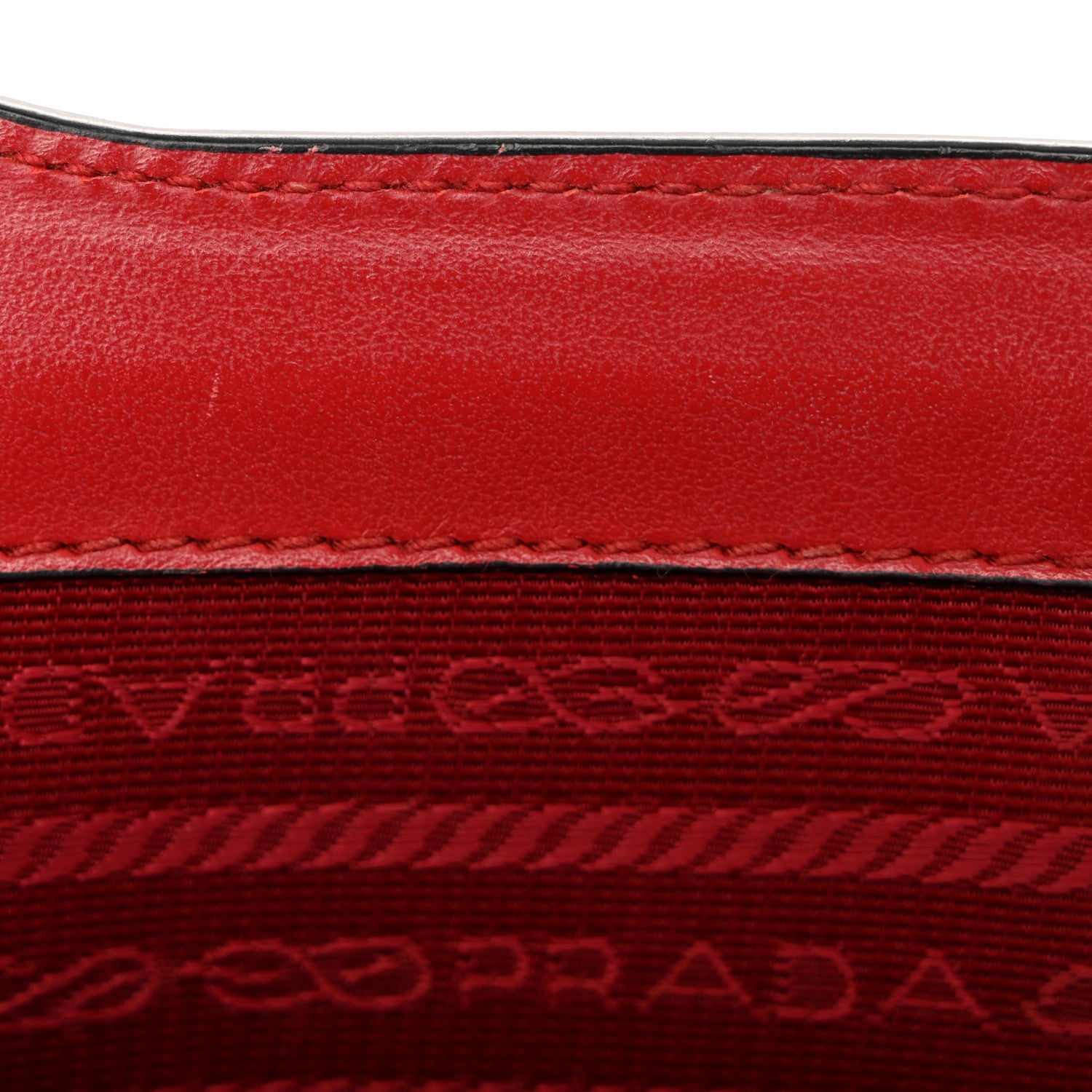 Prada Saffiano Turn Lock Chain Shoulder Bag Fuoco