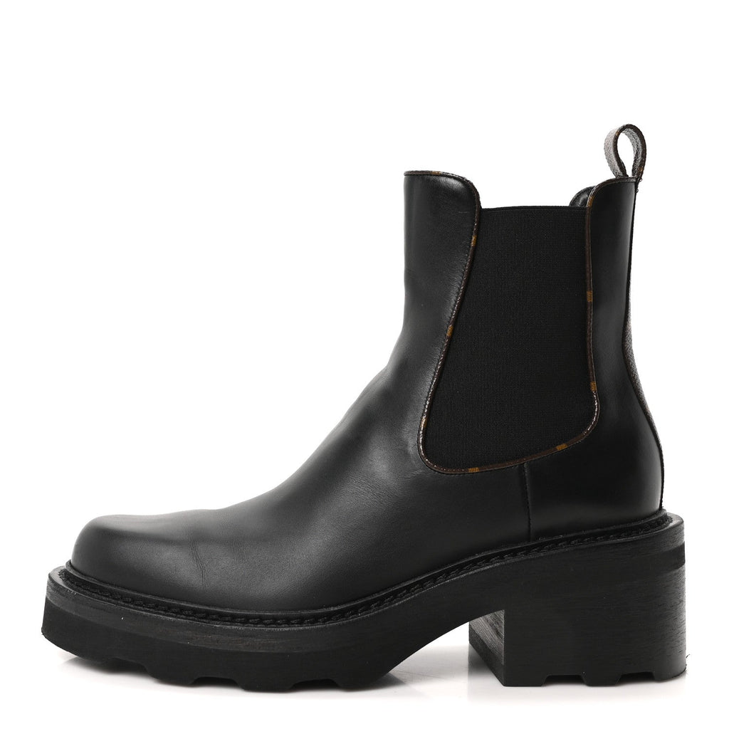 Louis Vuitton Calfskin Monogram Beaubourg Ankle Boots 39.5 Black