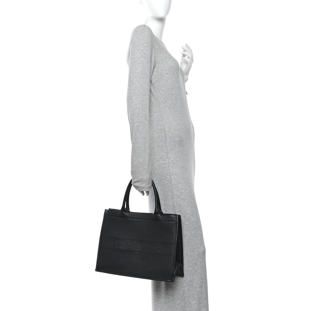 Christian Dior Calfskin Embossed Medium Book Tote Black