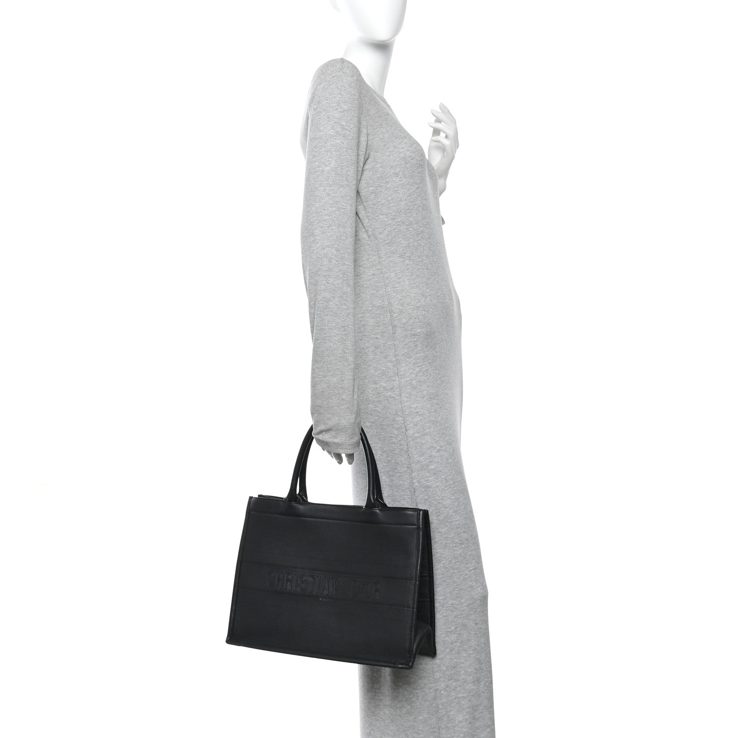 Christian Dior Calfskin Embossed Medium Book Tote Black