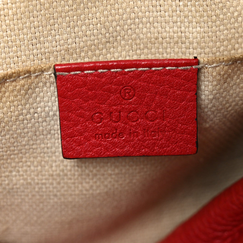 Gucci Pebbled Calfskin Small Soho Disco Bag Tabasco Red