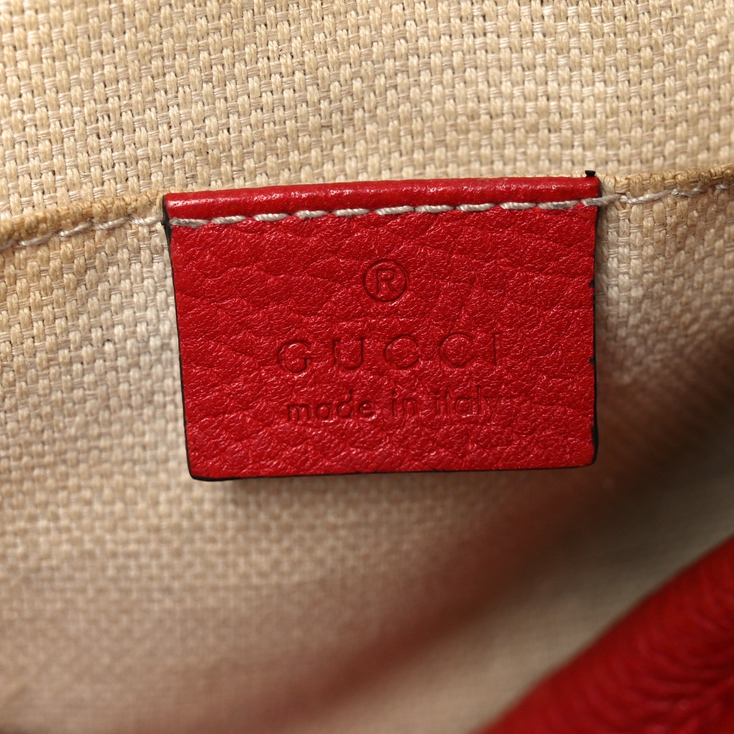 Gucci Pebbled Calfskin Small Soho Disco Bag Tabasco Red