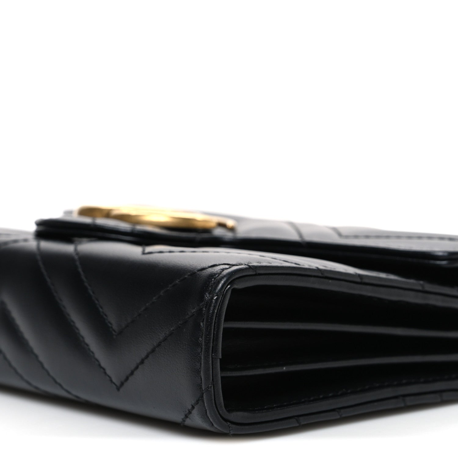 Gucci Calfskin Matelasse GG Marmont Chain Wallet Black
