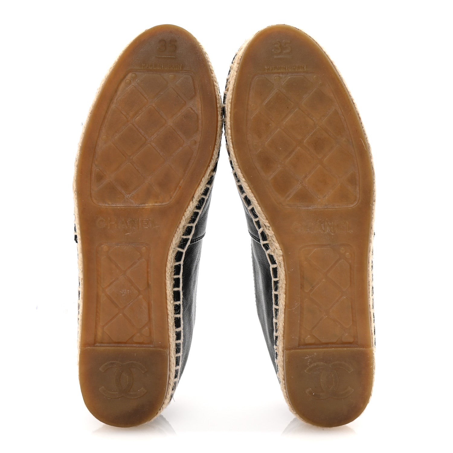 Calfskin Chain CC Espadrilles 35 Black