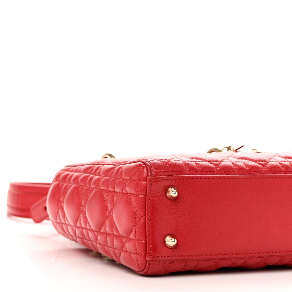 Christian Dior Lambskin Cannage Small Lucky Badges My Lady Dior Red