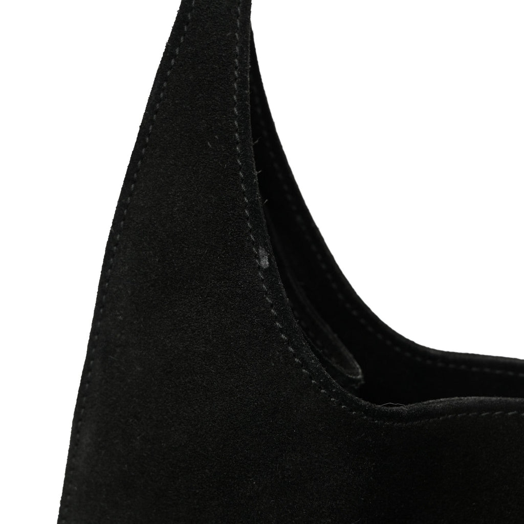 Gucci Suede Logo Shoulder Bag Black