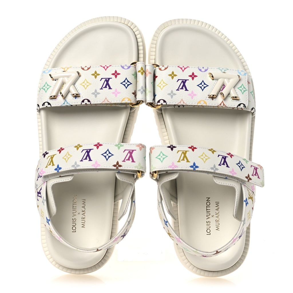 Louis Vuitton LV X TM Monogram Multicolor Sunset Flat Sandals 37 White
