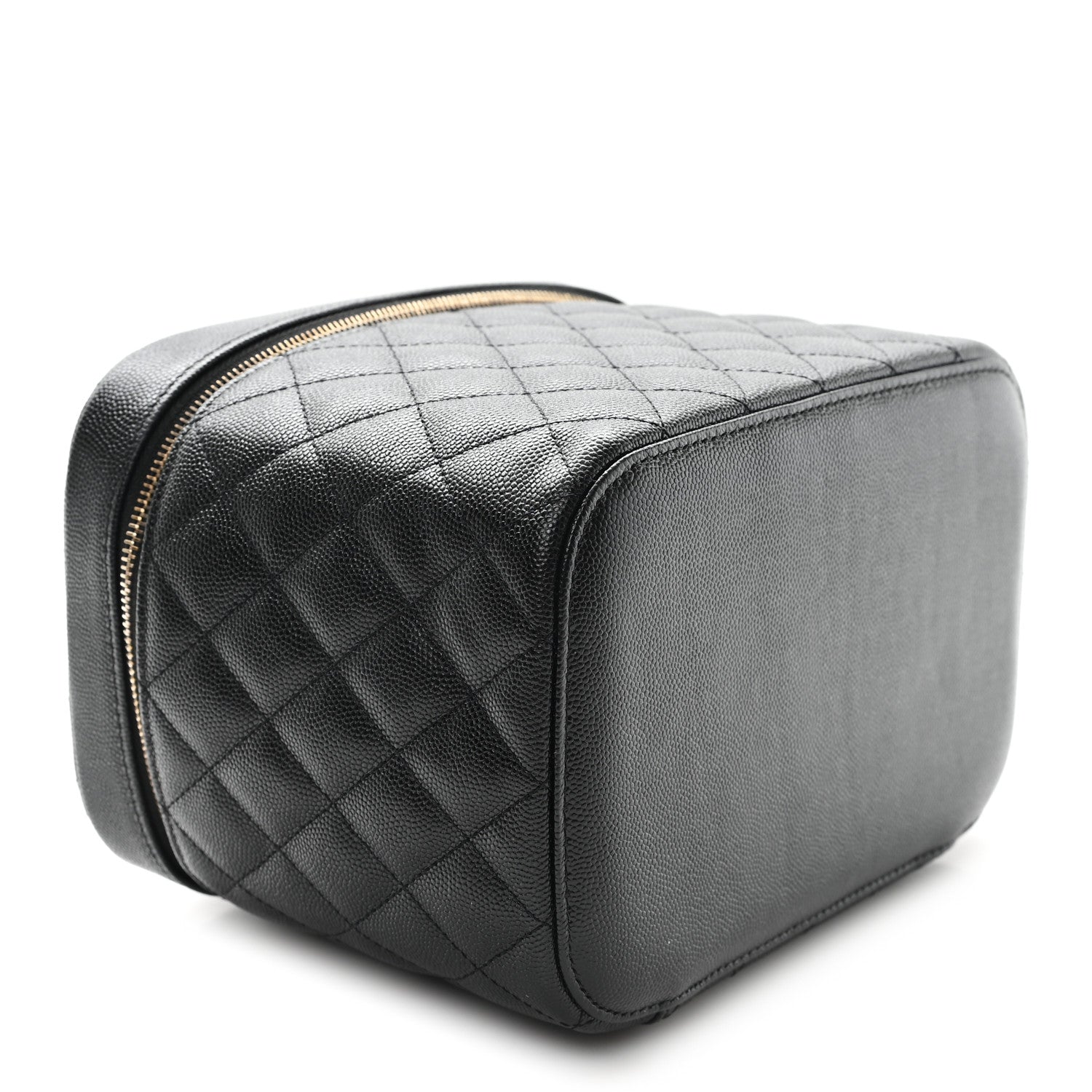 Caviar Quilted Large Vanity Pouch Black