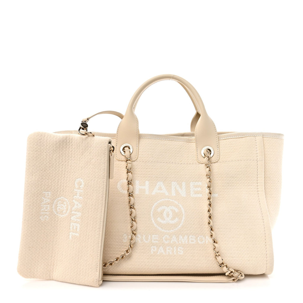 Chanel Mixed Fibers Small Deauville Tote White