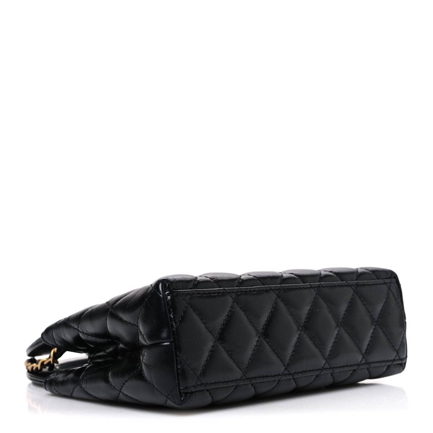 Chanel Shiny Aged Calfskin Quilted Nano Kelly Shopper Black