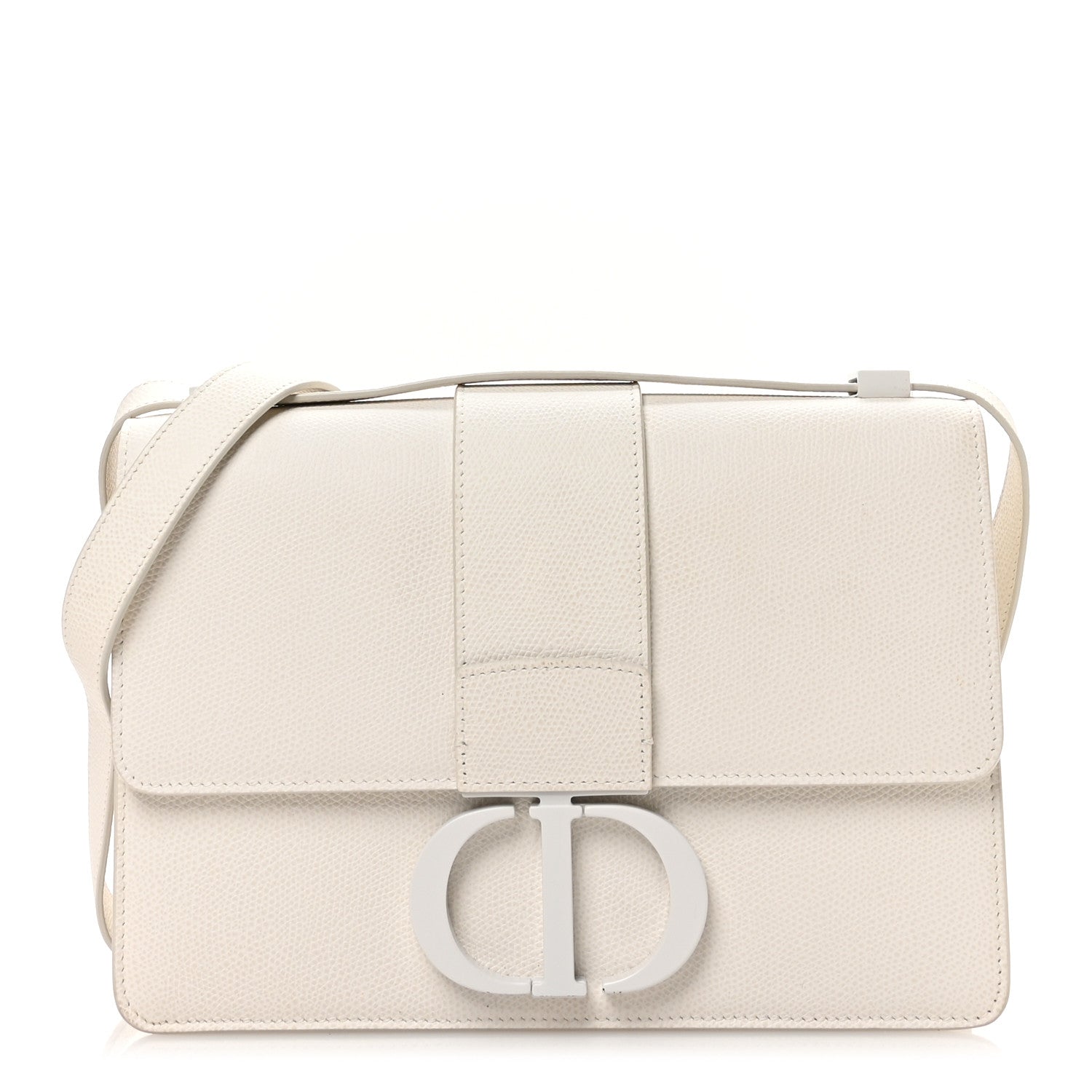 Christian Dior Ultra Matte Grained Calfskin 30 Montaigne Flap Bag White