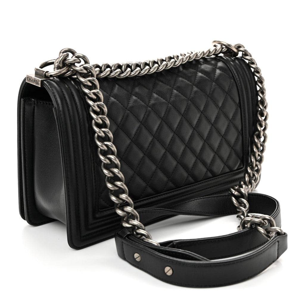 Chanel Lambskin Quilted Medium Boy Flap Black