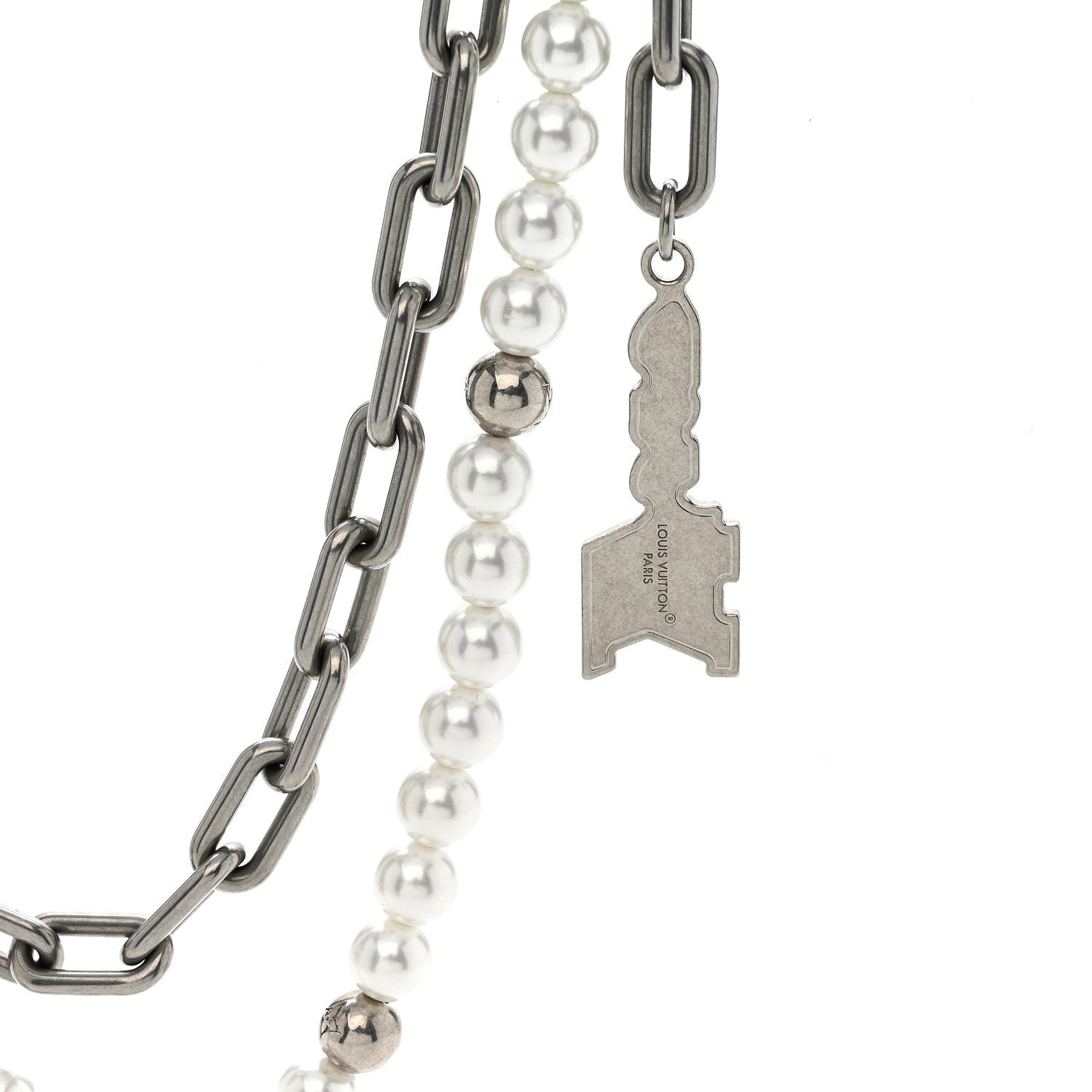 Louis Vuitton Metal Pearls Mini Chain Belt Bag Charm Silver